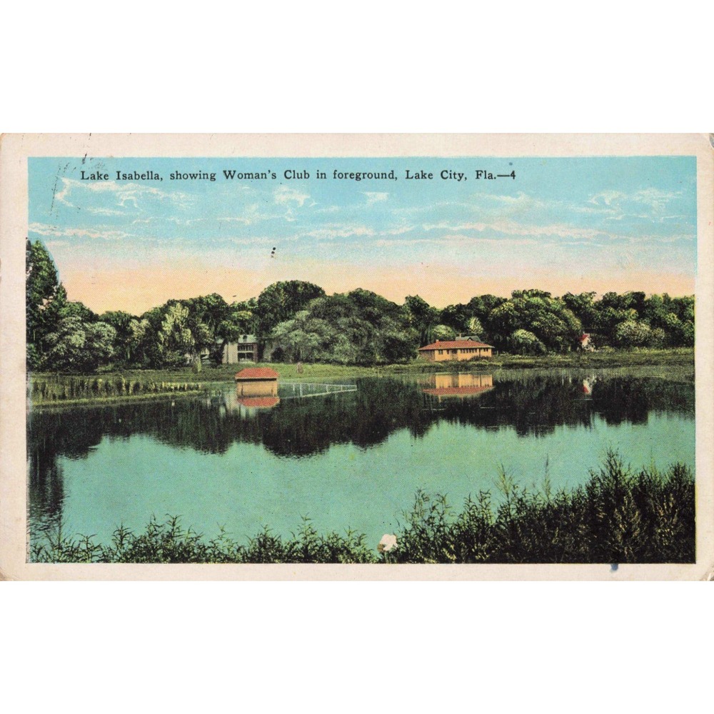 Lake City Florida FL Lake Isabella Woman's Club White Border Postcard 1925